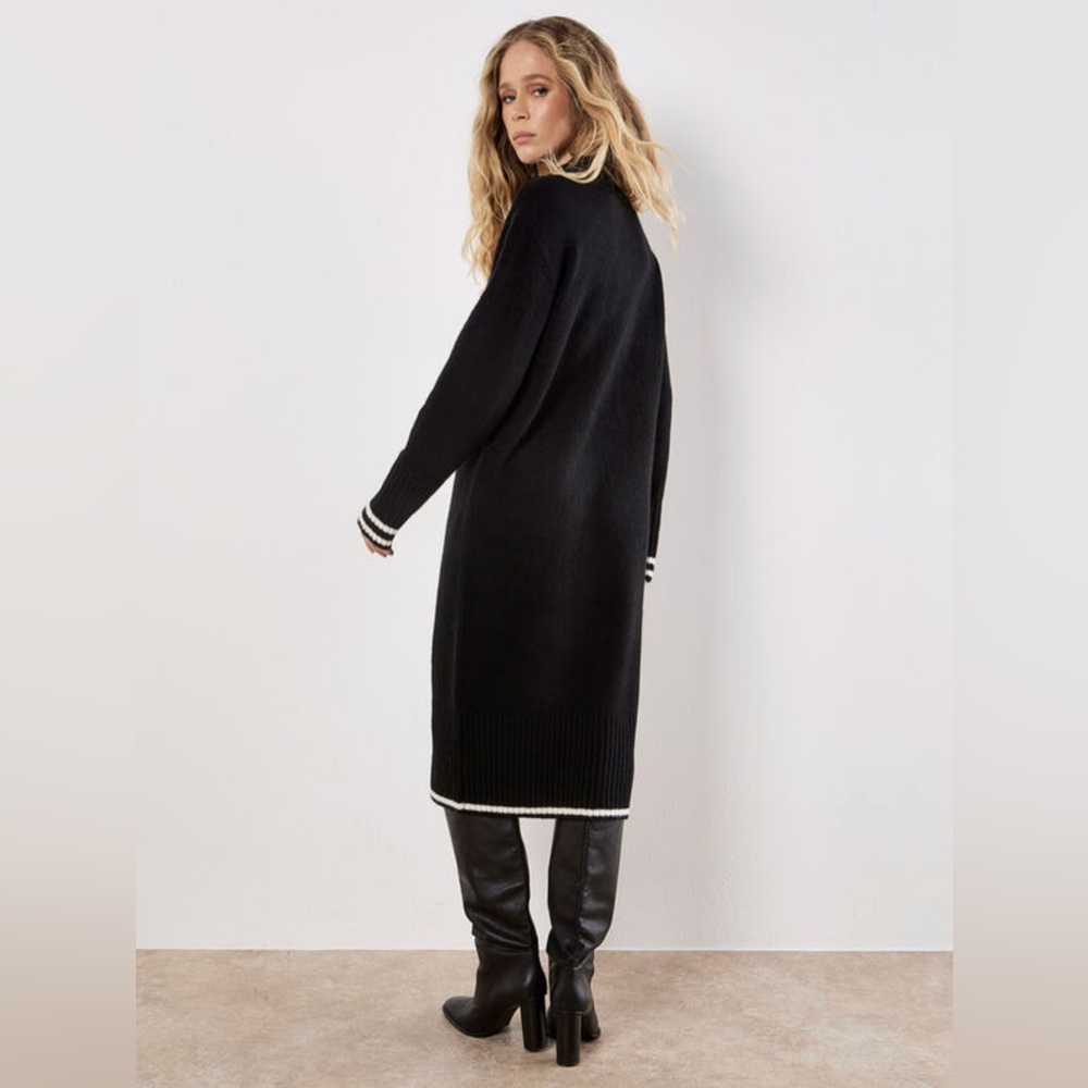 Apricot 🍑- Tipped Knitted Jumper Midi Dress - Picture 3 of 4